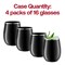 Black with Silver Elegant Stemless Plastic Wine Glasses - 12 oz. (64 Glasses)